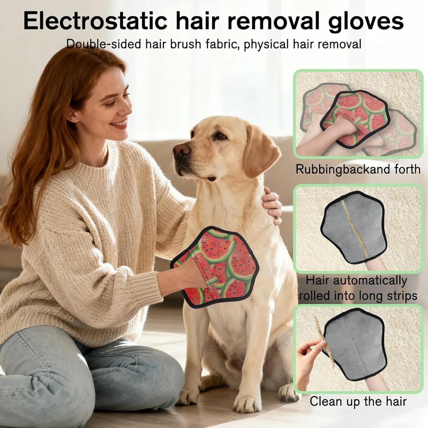 Watermelon Fruit 2Pcs Electrostatic Reusable Pet Hair