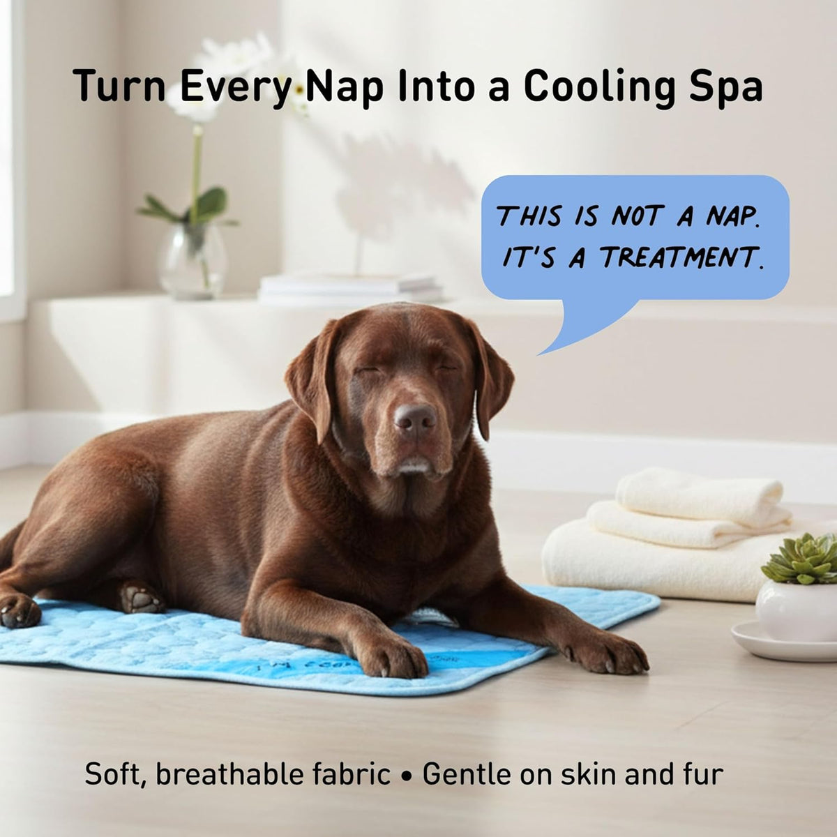 INSPECTOR TAIL Dog Cooling Mat - No Freeze Needed, Self-Cooling Pad for Medium Dogs, Washable Portable for Crate Kennel Car Sofa Bed Floor, Indoor Outdoor Summer Use, 28"x22" with Carry Bag