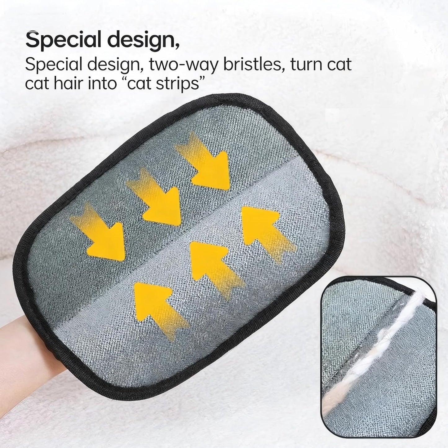 Pet Static Hair Removal Gloves , Double-Sided Bristles Hair