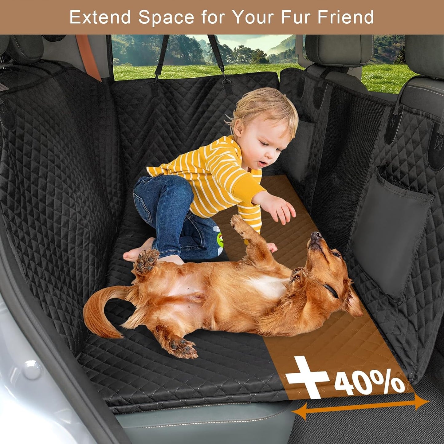 Hard Bottom Dog Seat Cover for Back Seat, Waterproof Back