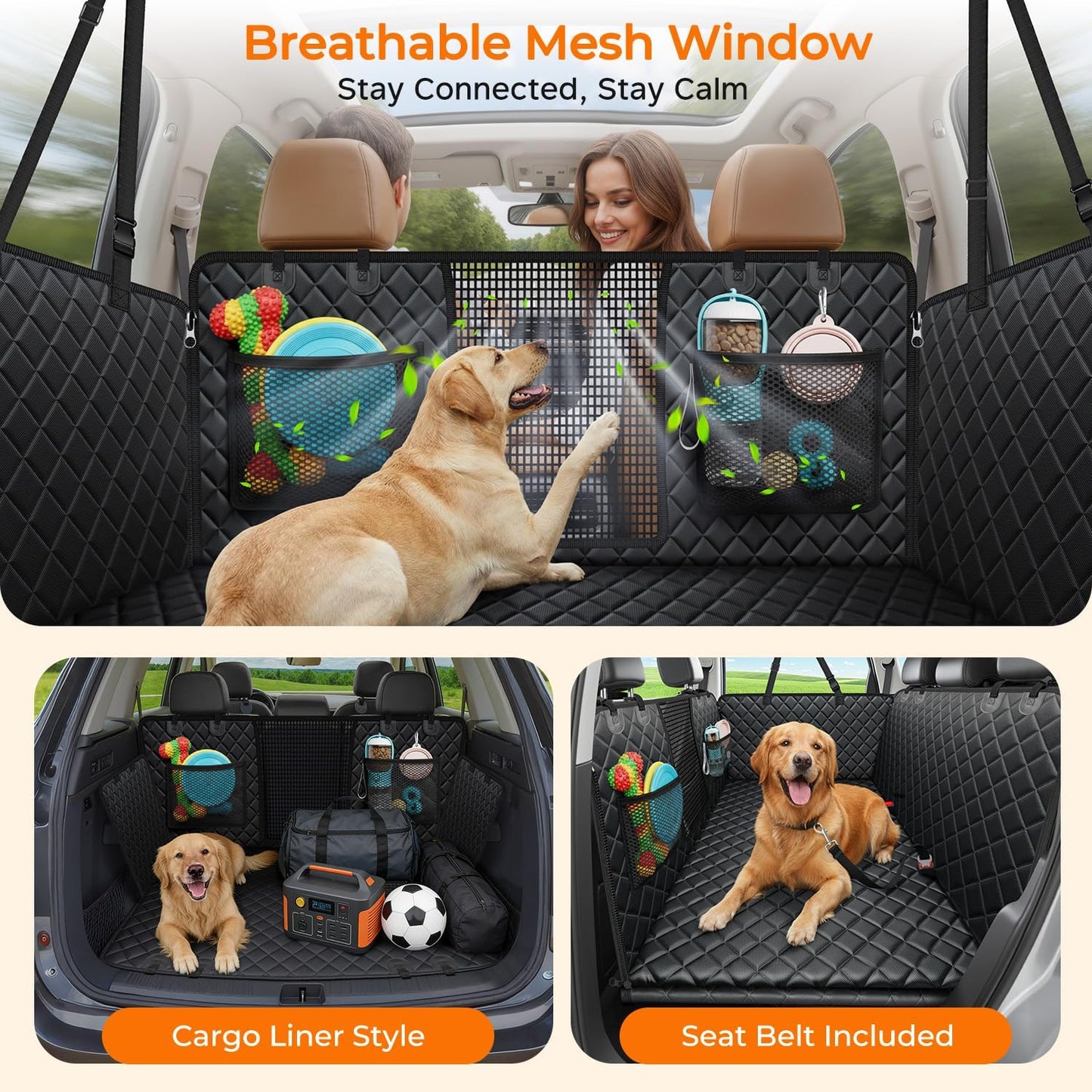2026 Upgraded Back Seat Extender for Dogs - Large Hard