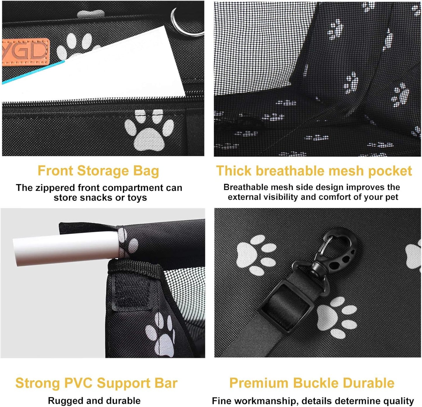 Pet Dog Booster Seat, with Upgrade Support Rod, Breathable