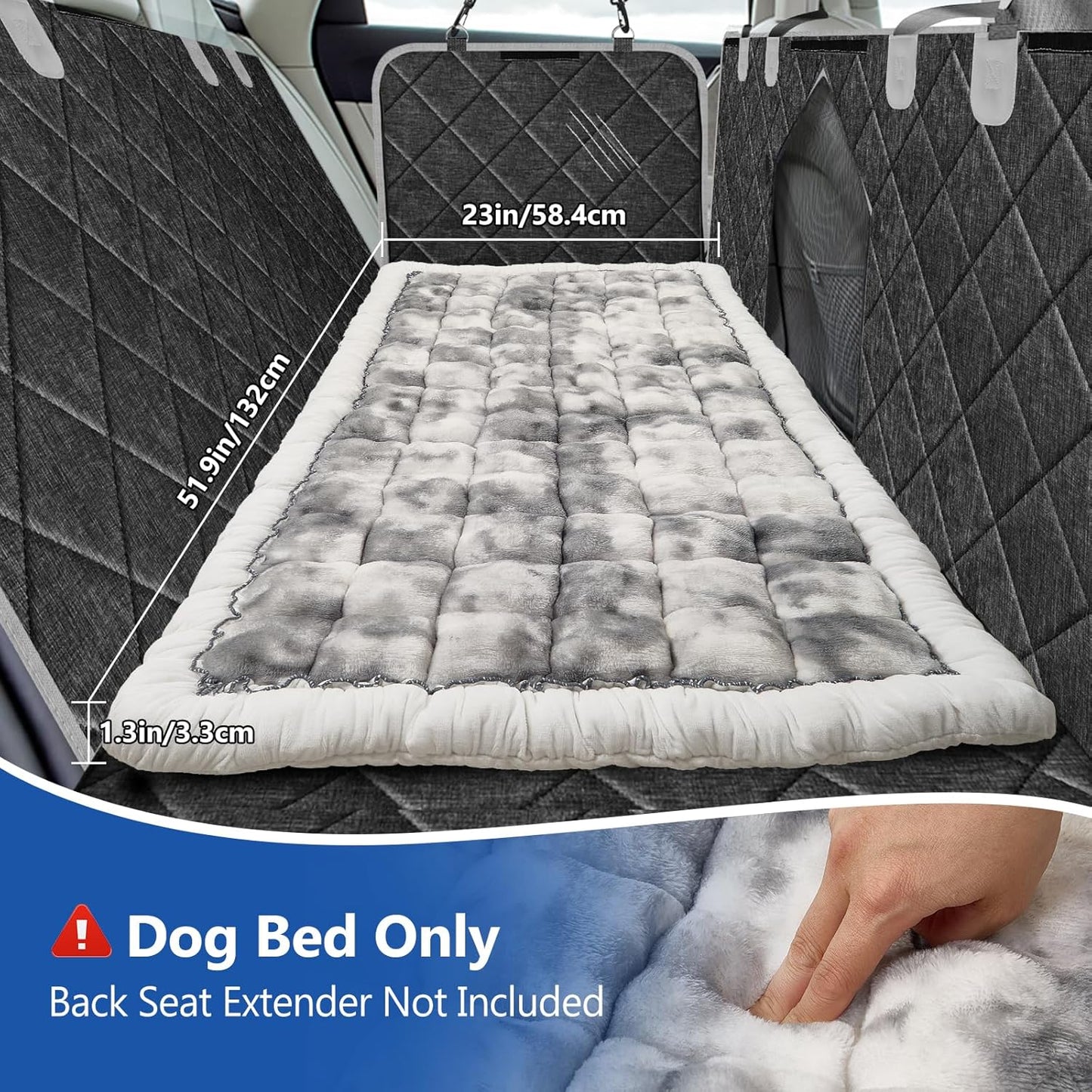 Thickened Dog Bed for Car Back Seat, Upgraded Bottom