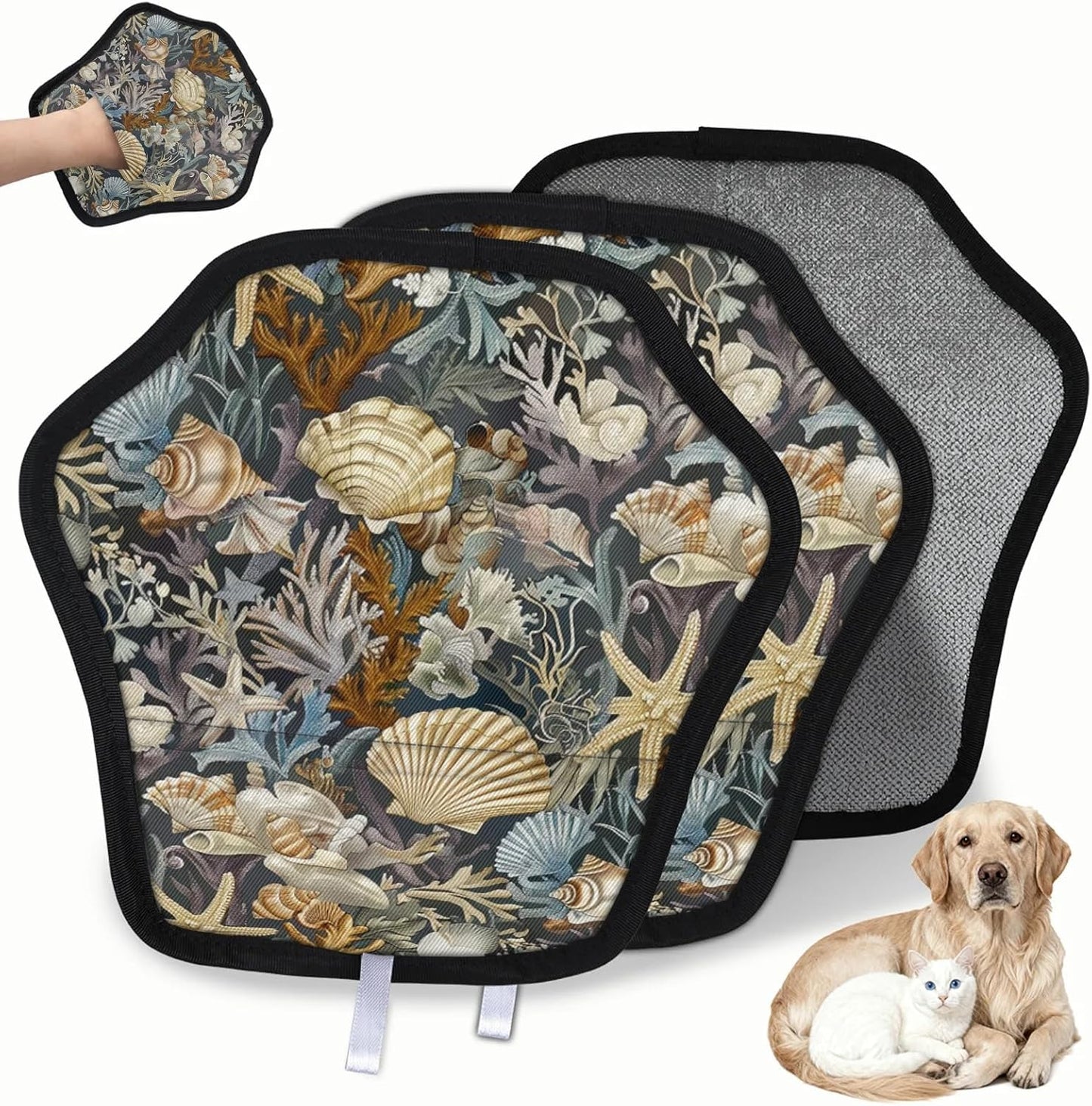 Summer Beach Seashell 2Pcs Electrostatic Reusable Pet Hair