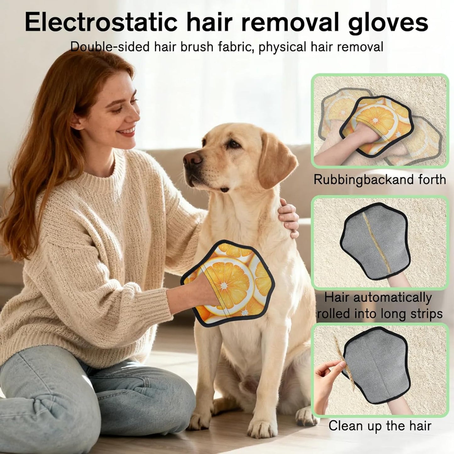 Citrus Fruits Orange 2Pcs Electrostatic Reusable Pet Hair