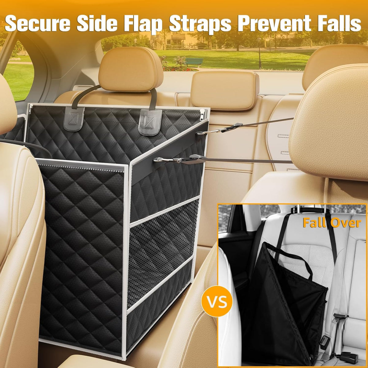 Dog Car Seat for Large Medium Dogs, One-Piece Hard Bottom