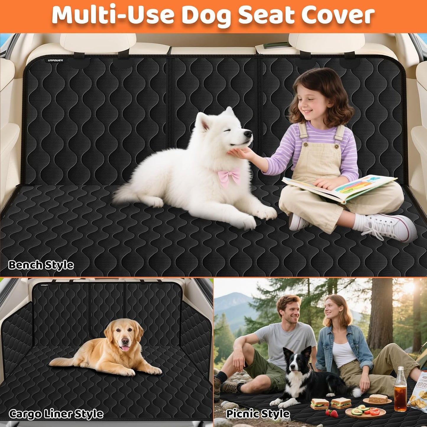 Dog Car Seat Cover for Back Seat - Waterproof Car Seat