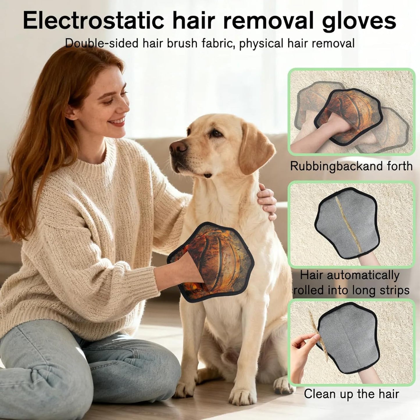 Pet Hair Removal Glove for Dogs Cats Reusable Washable Set
