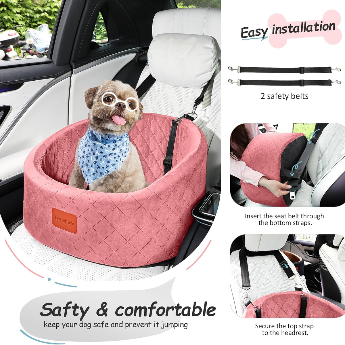Dog Car Seat for Small Dogs Up to 30 Lbs,Ultra Soft Fabric