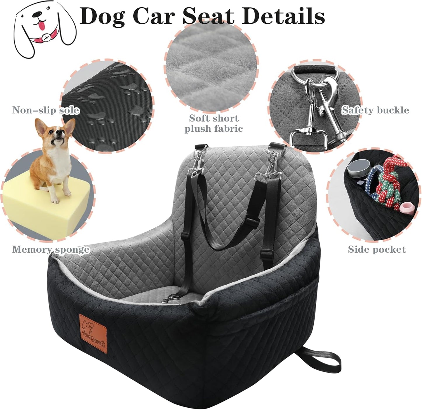 Car Dog Seat,Pet Booster Carseats for Dogs up to 25lbs,Safe