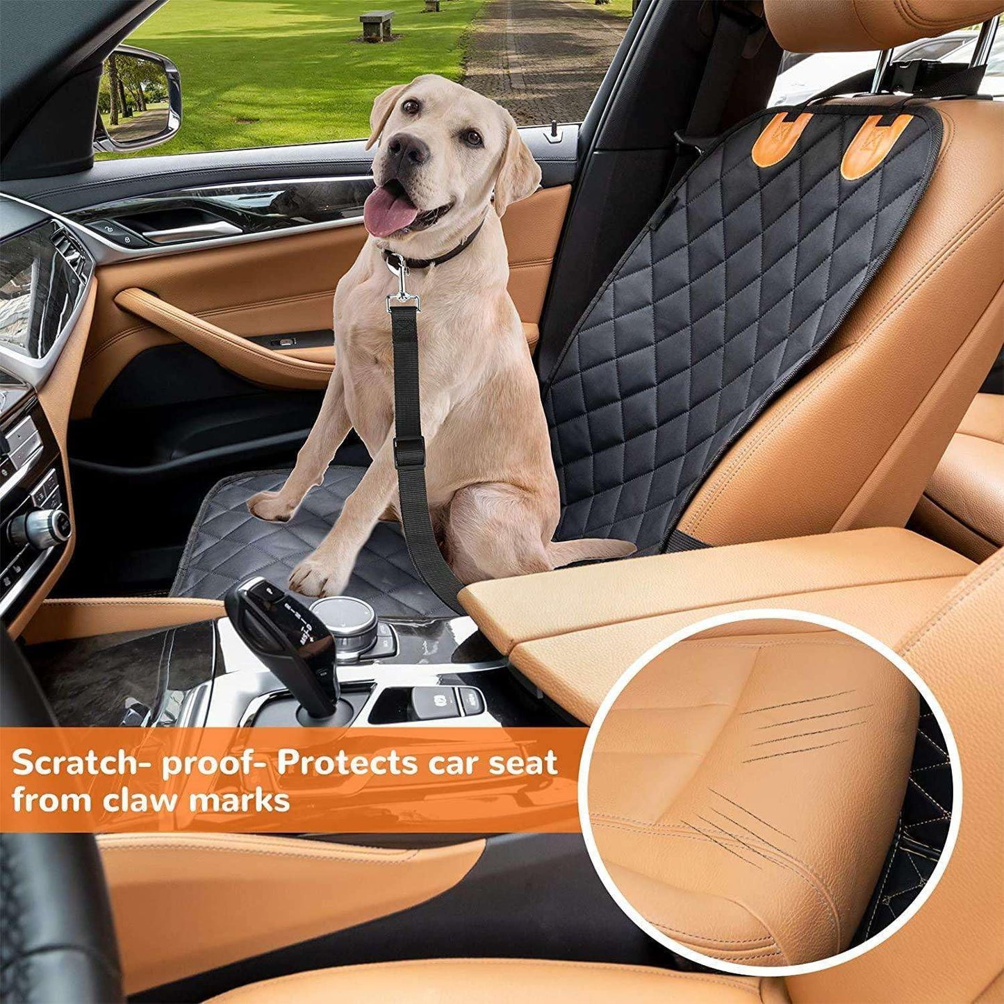 Waterproof Dog Front Seat Cover, Quilted Padded Pet Car
