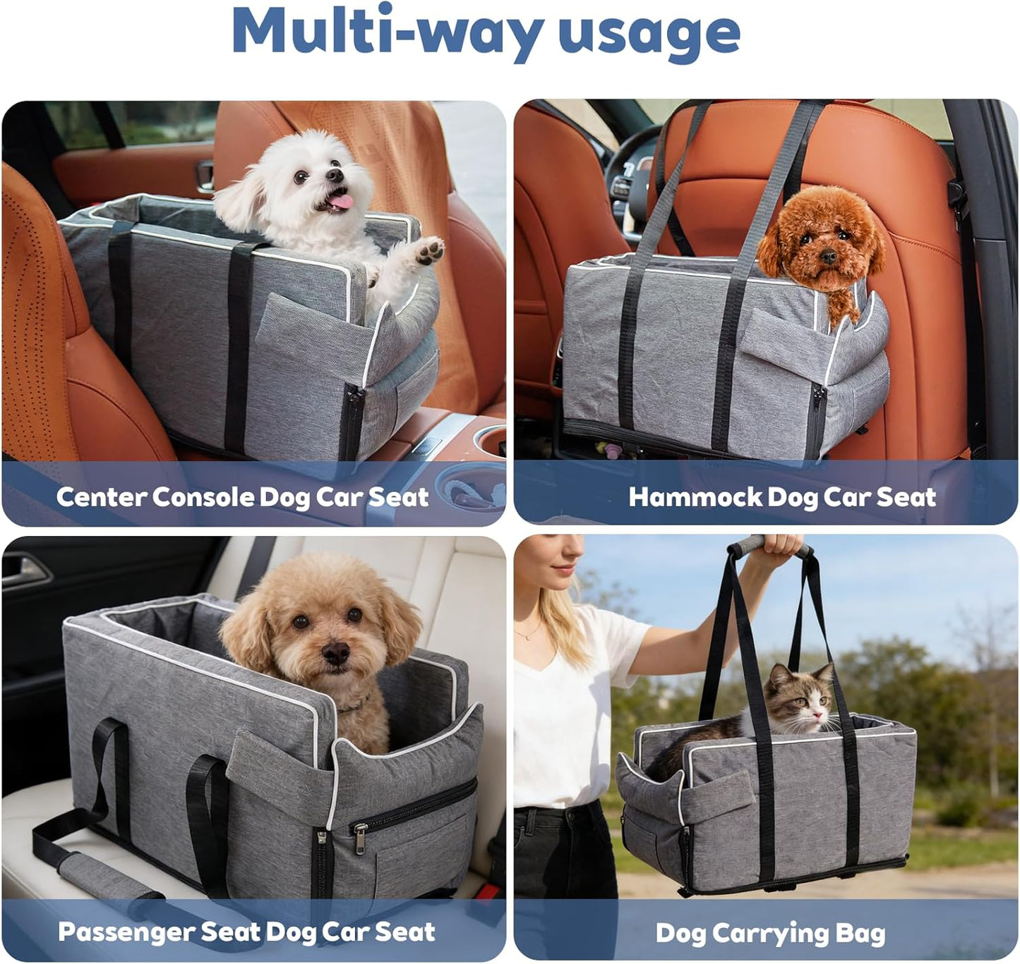 Dog Car Seat for Small Dogs - Portable Center Console