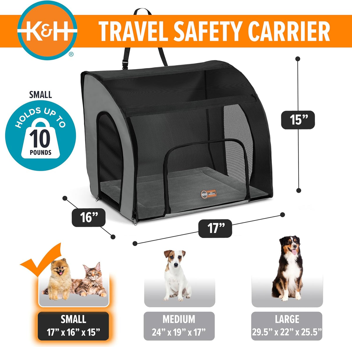 Enclosed Dog Cat Car Seat, Travel Safety Carrier , Dog