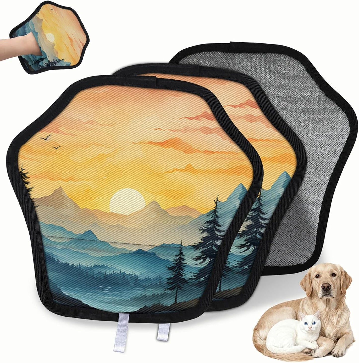 Abstract Mountains Sunset 2Pcs Electrostatic Reusable Pet
