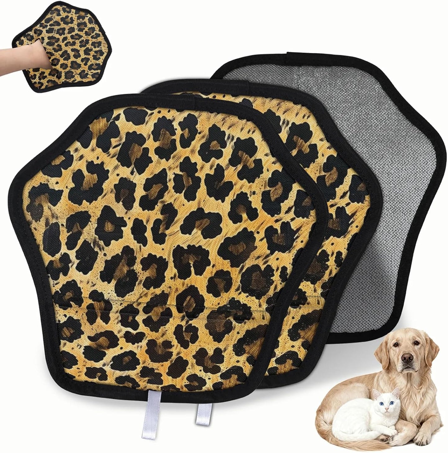 Leopard Print Brown 2Pcs Electrostatic Reusable Pet Hair