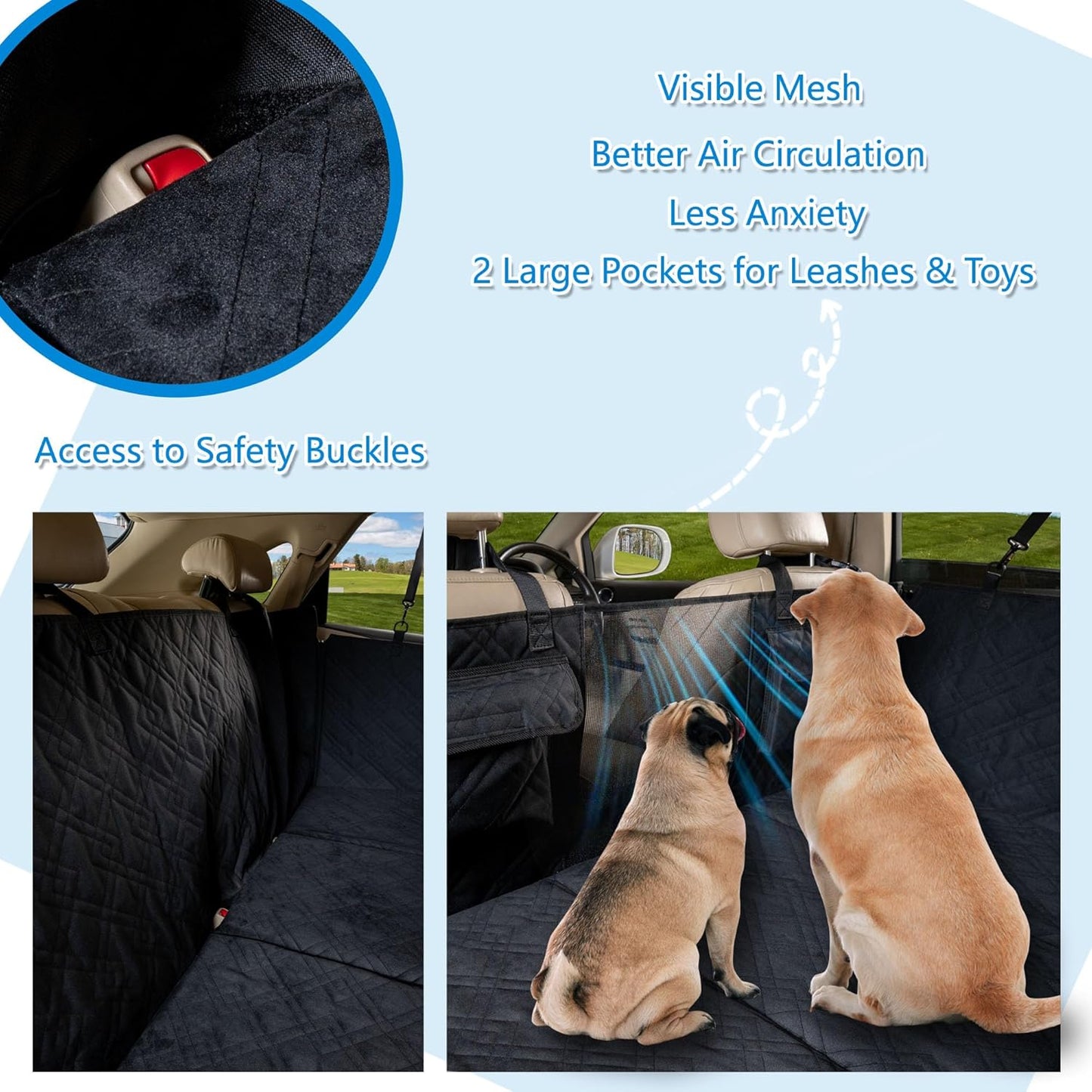Soft-Brushed Back Seat Extender, Dog Car Seat Cover with