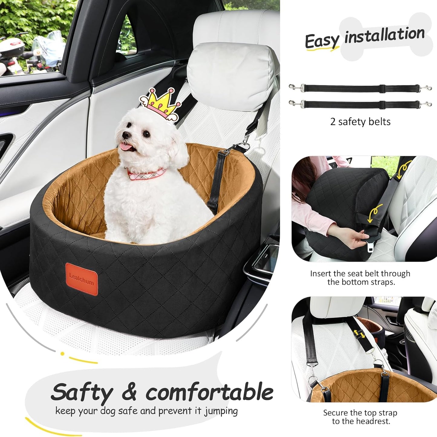 Dog Car Seat for Small Dogs Up to 30 Lbs,Ultra Soft Fabric