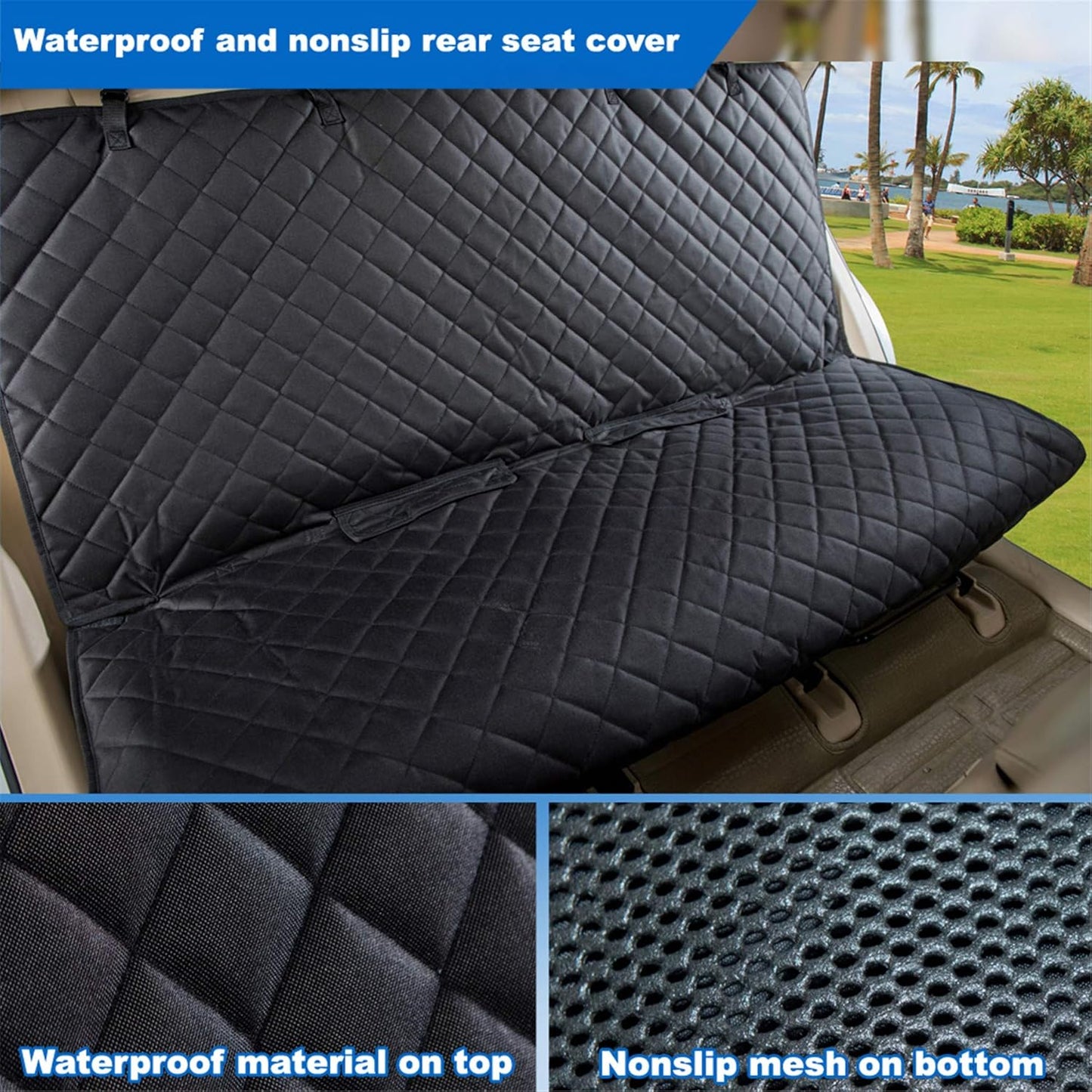 Bench Car Seat Cover Protector - Waterproof, Heavy-Duty and