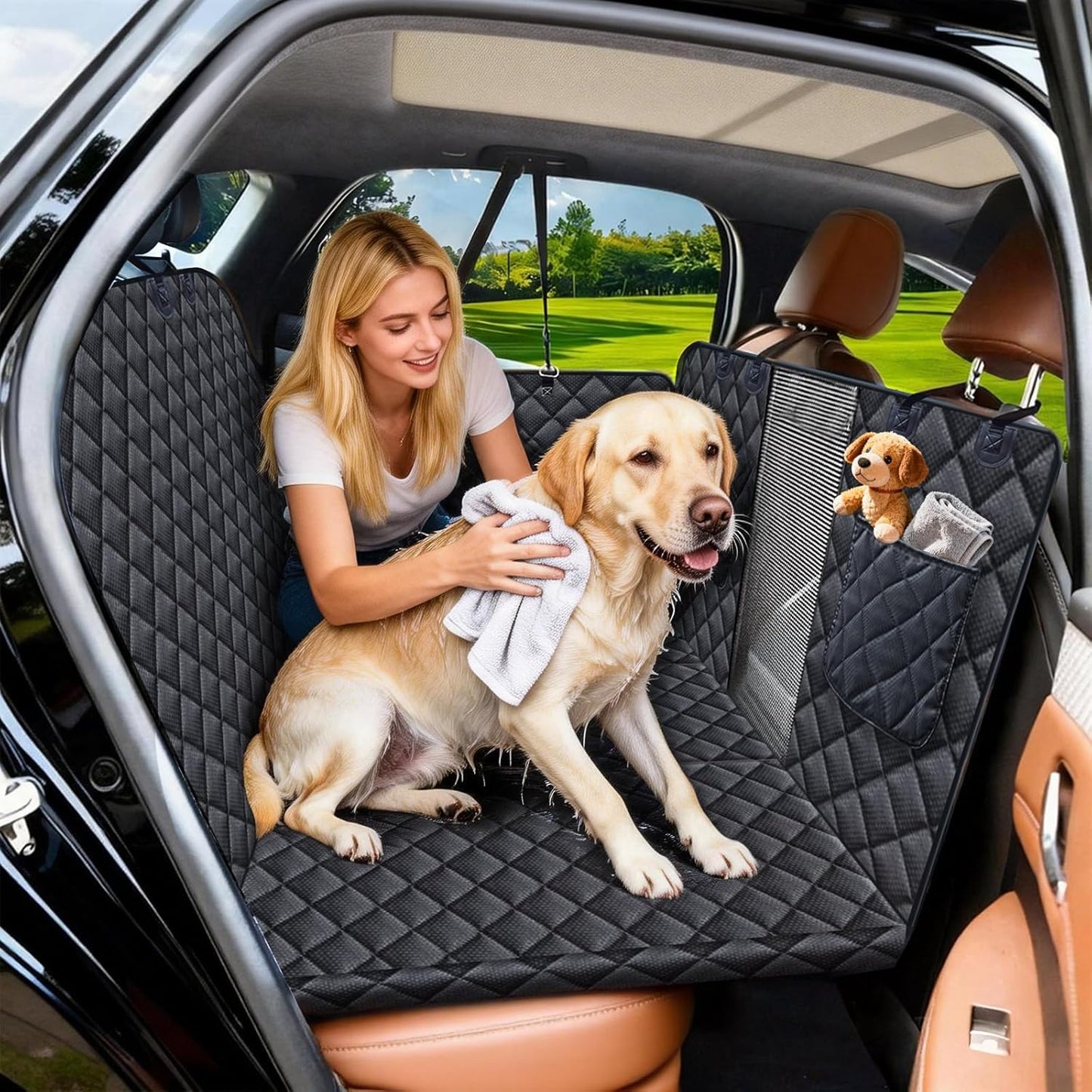 Back Seat Extender for Dogs, Hard Bottom Dog Car Seat Cover