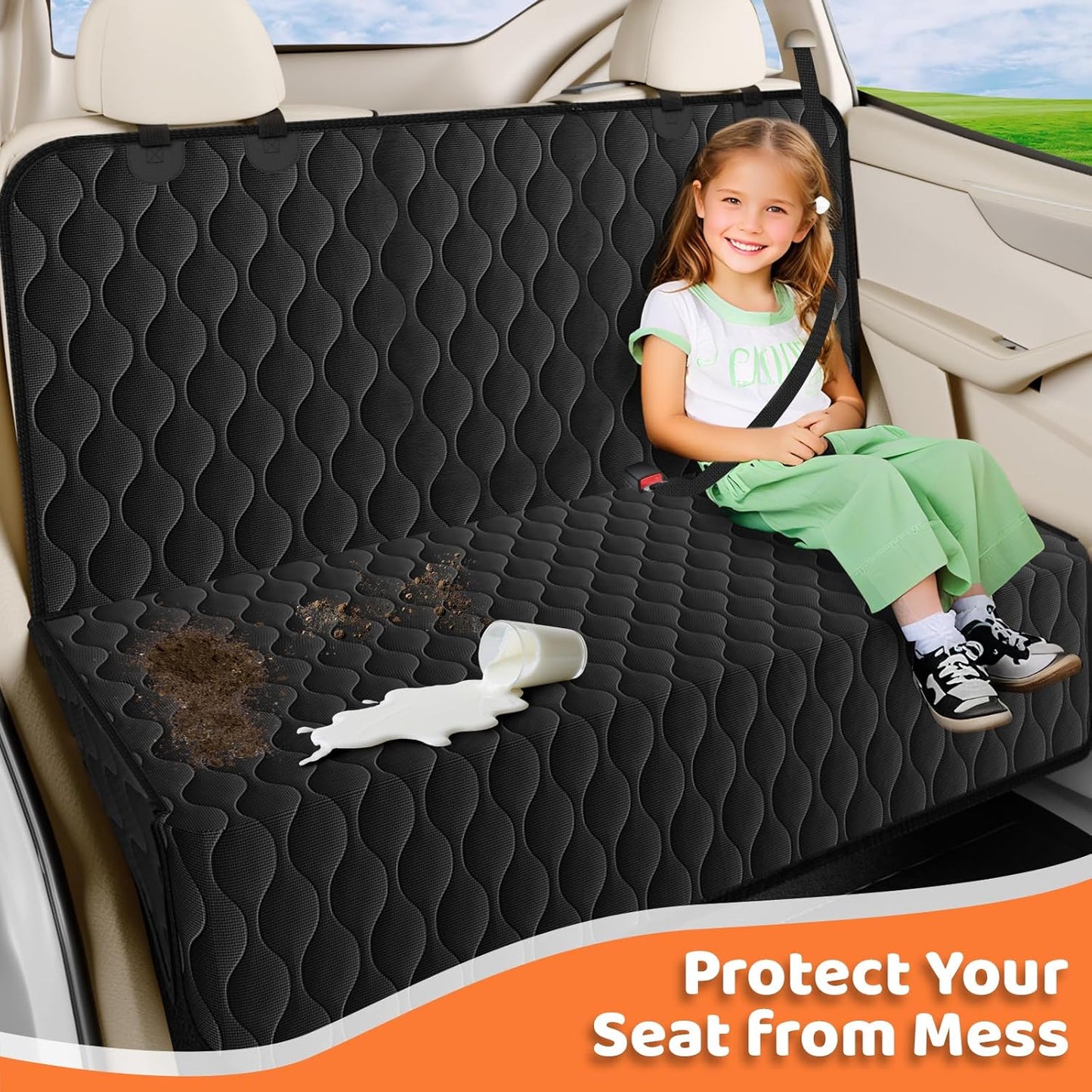 Dog Car Seat Cover for Back Seat - Waterproof Car Seat
