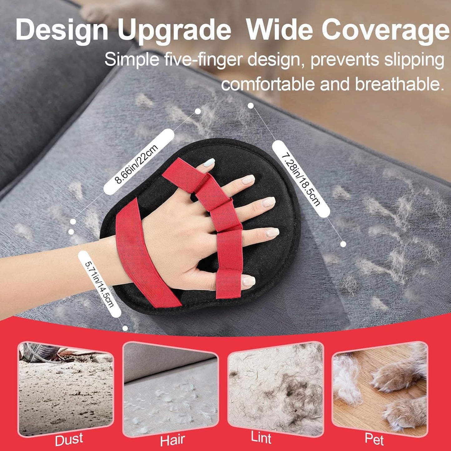 1-Piece Pet Hair Removal Glove with Massage for Dogs Cats