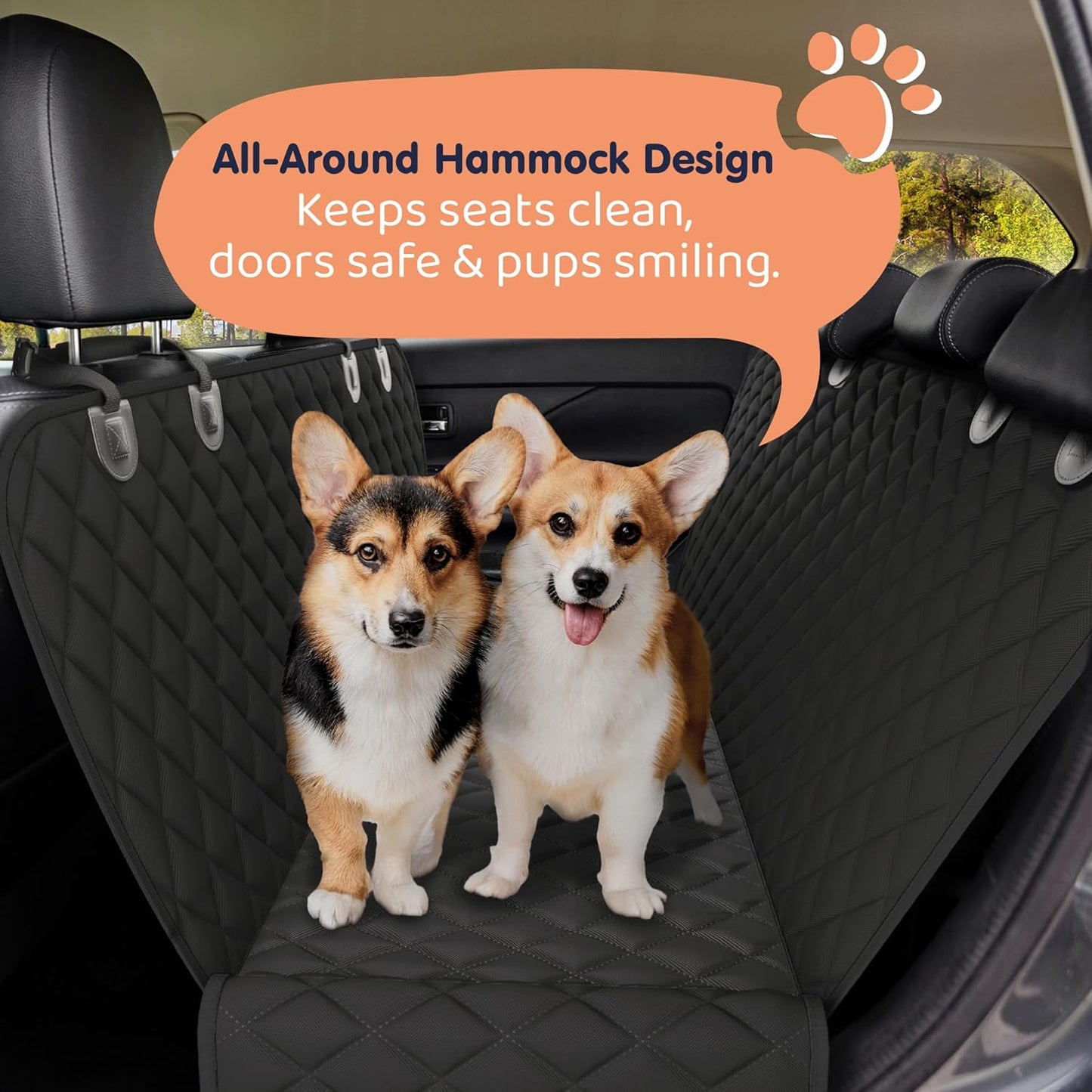 Dog Car Seat Cover for Back Seat, Waterproof Hammock for