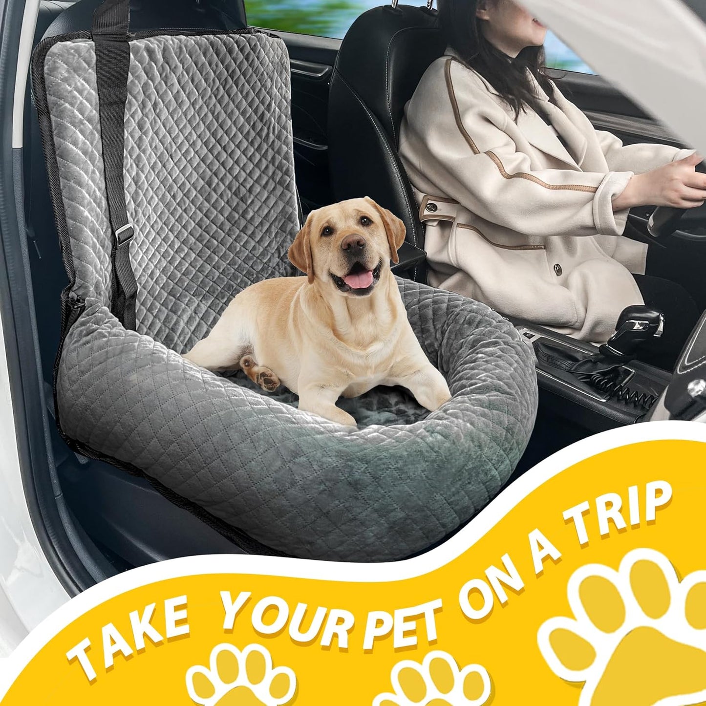 Dog Car Seat for Small Medium Dogs,Detachable Washable