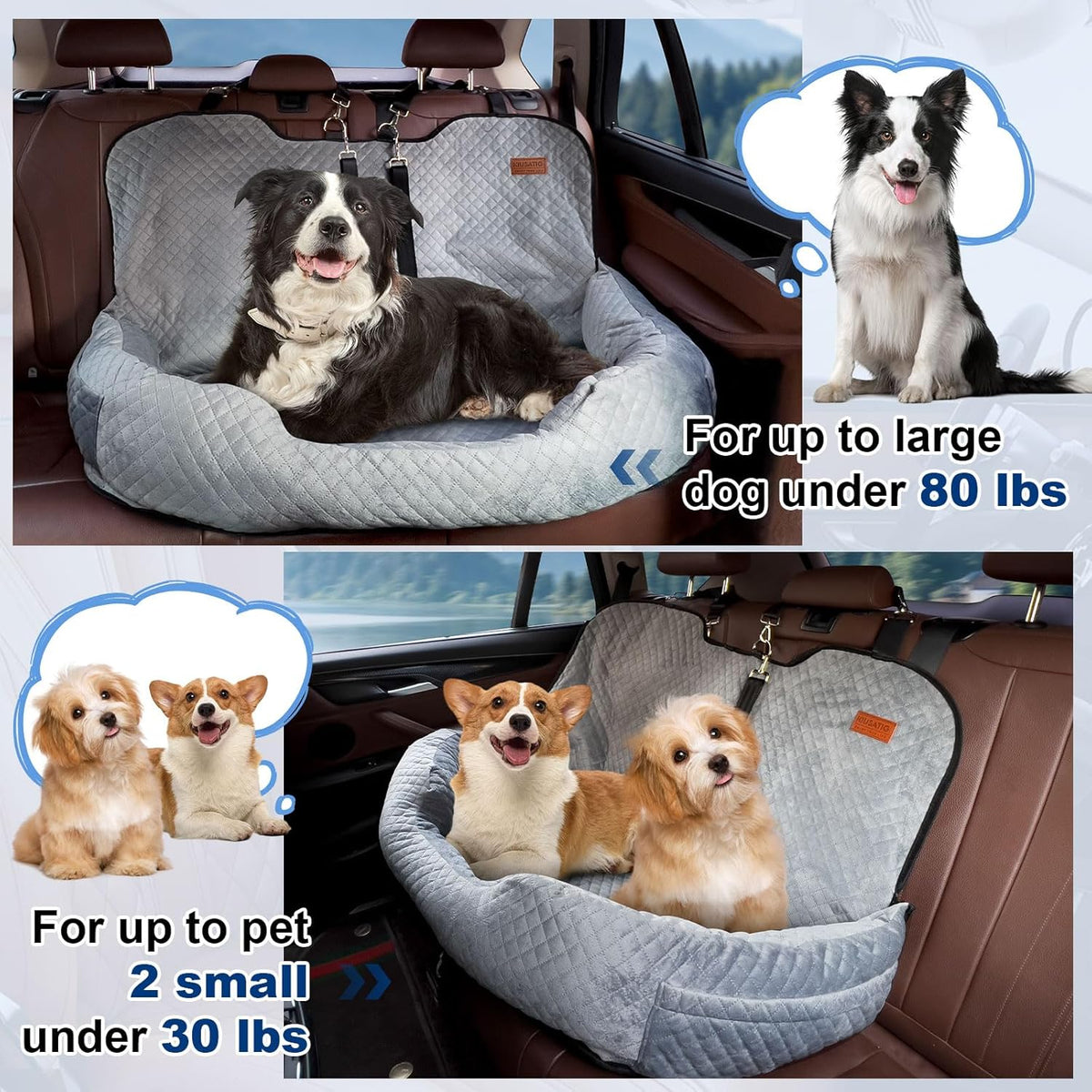 Dog Car Seat for Large/Medium Dog Pet Under 55 lbs or 2