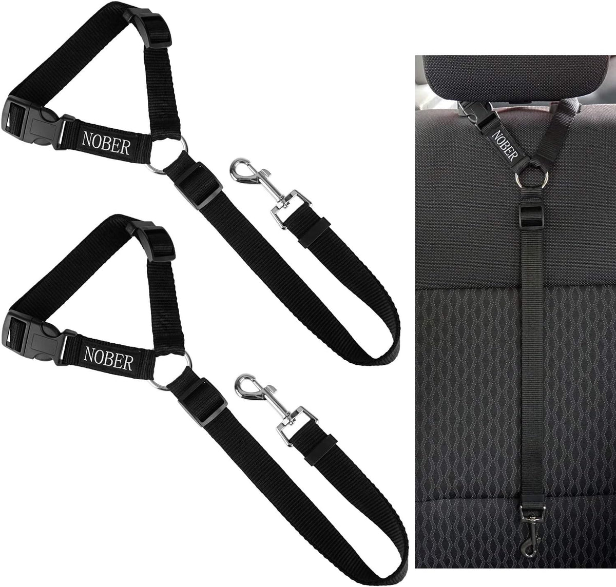 2 Packs Dog Cat Safety Seat Belt Strap Car Headrest