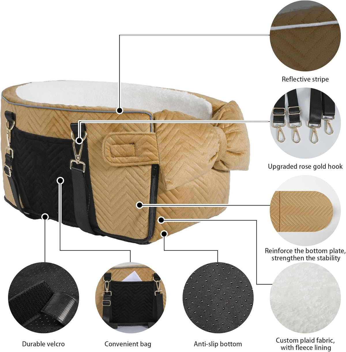 Dog Car Seat for Small Dogs Adjustable Portable Center