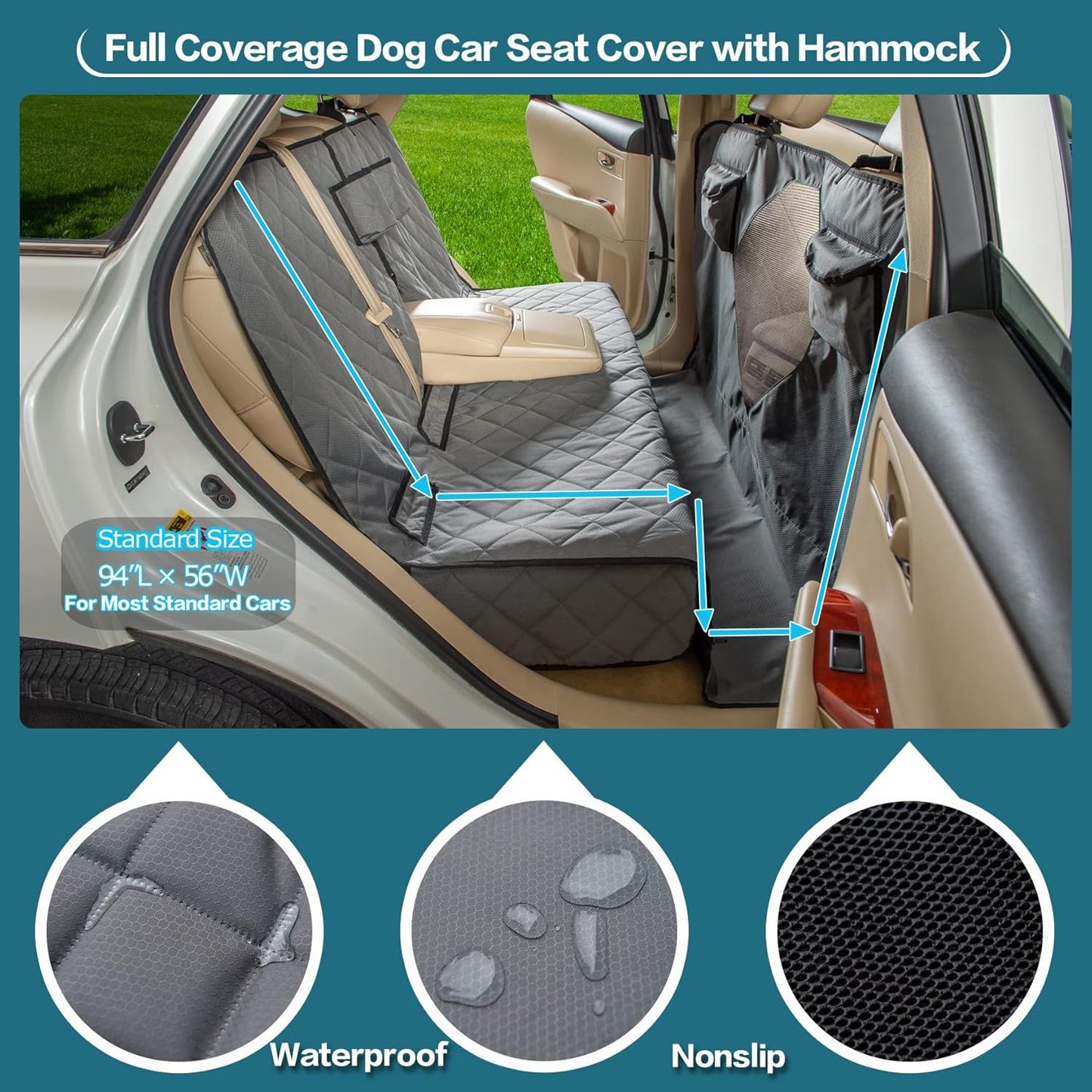 Car Dogs All Covered Back Seat Cover with Mesh Window