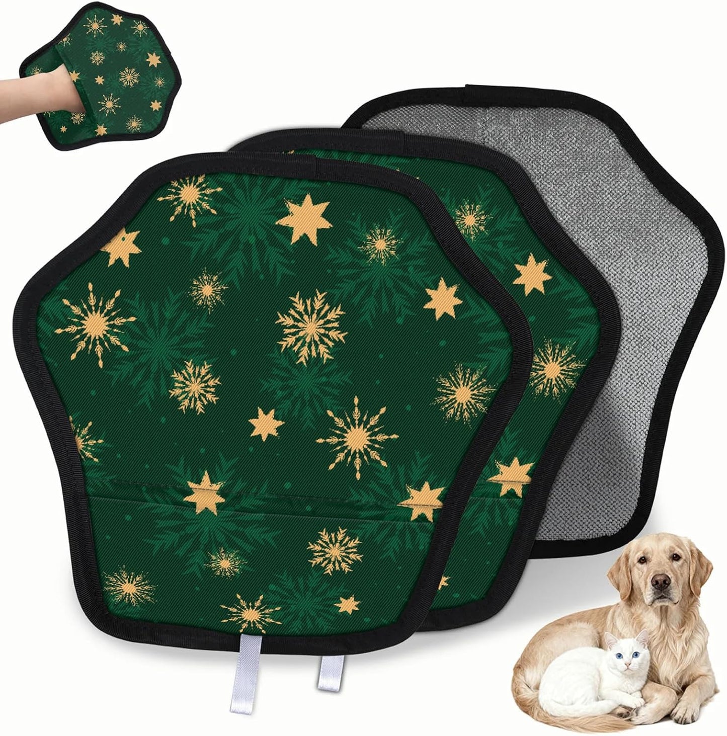 Green Christmas Snowflake 2Pcs Electrostatic Reusable Pet