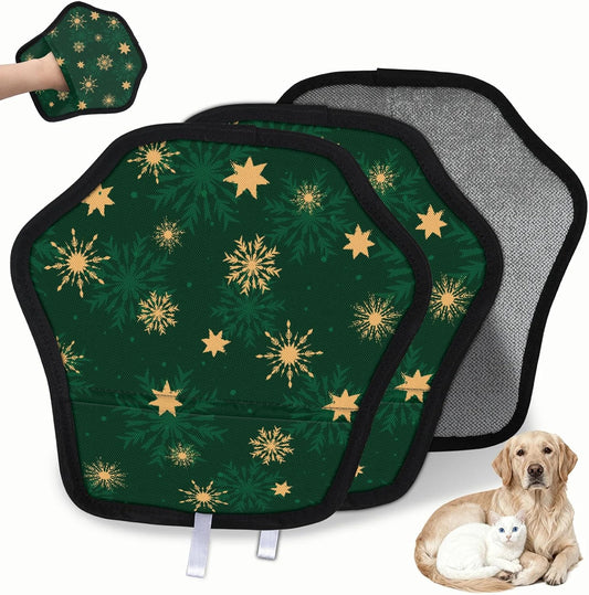 Green Christmas Snowflake 2Pcs Electrostatic Reusable Pet