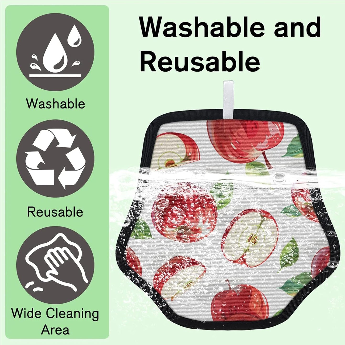 Fruits Red Apples 2Pcs Electrostatic Reusable Pet Hair