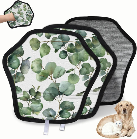 Green Eucalyptus Leaves 2Pcs Electrostatic Reusable Pet