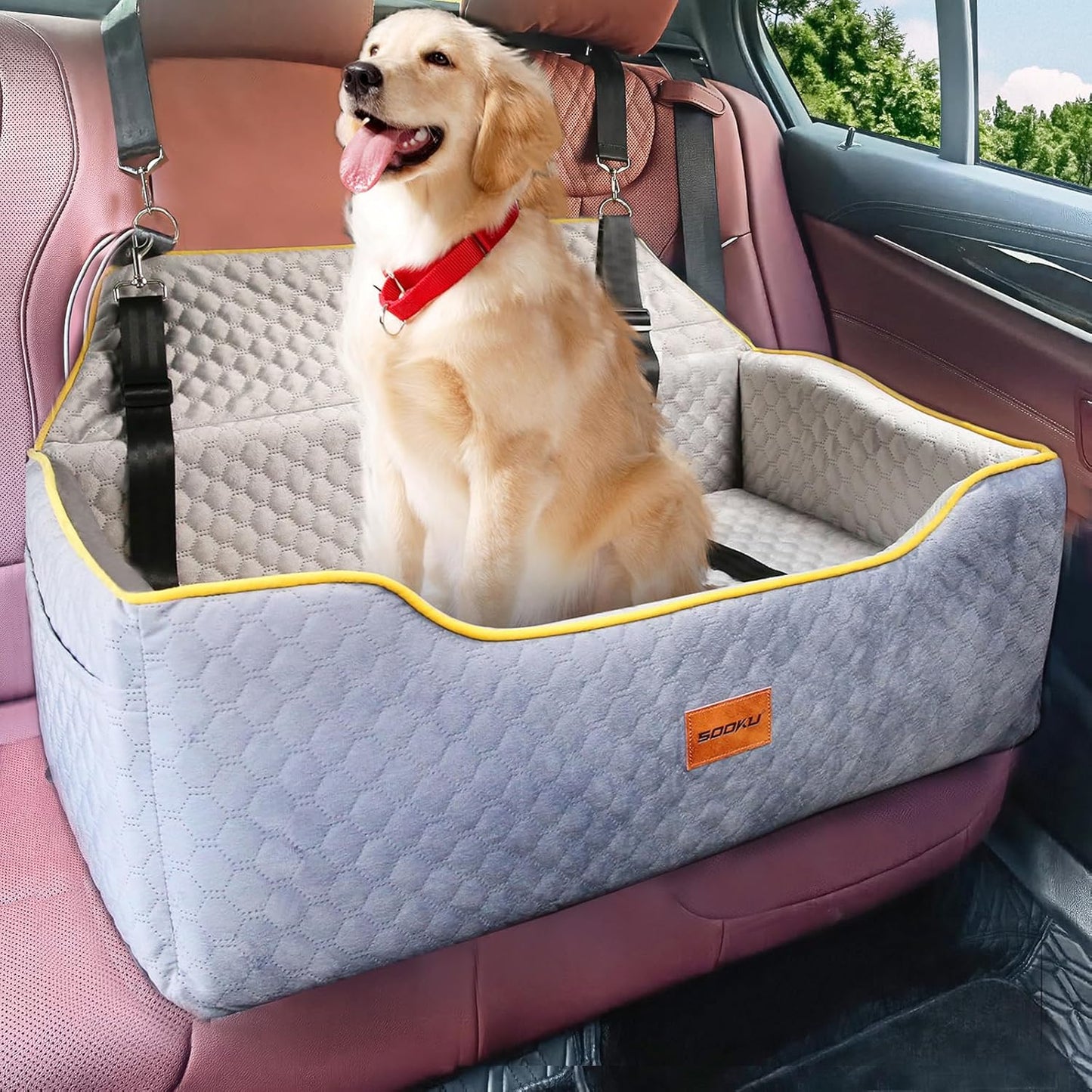 Dog Car Seat for Large/Medium or 2 Small,Memory Foam Car