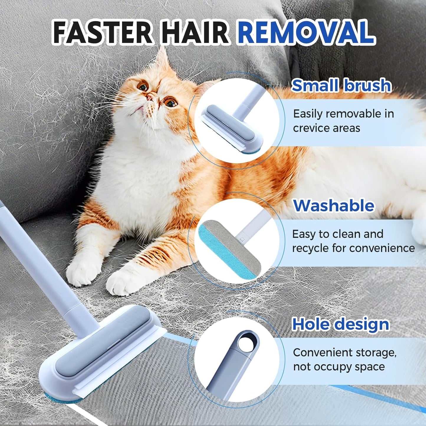 Pet Hair Remover for Couch, 4 in1 Cat and Dog Hair Removal