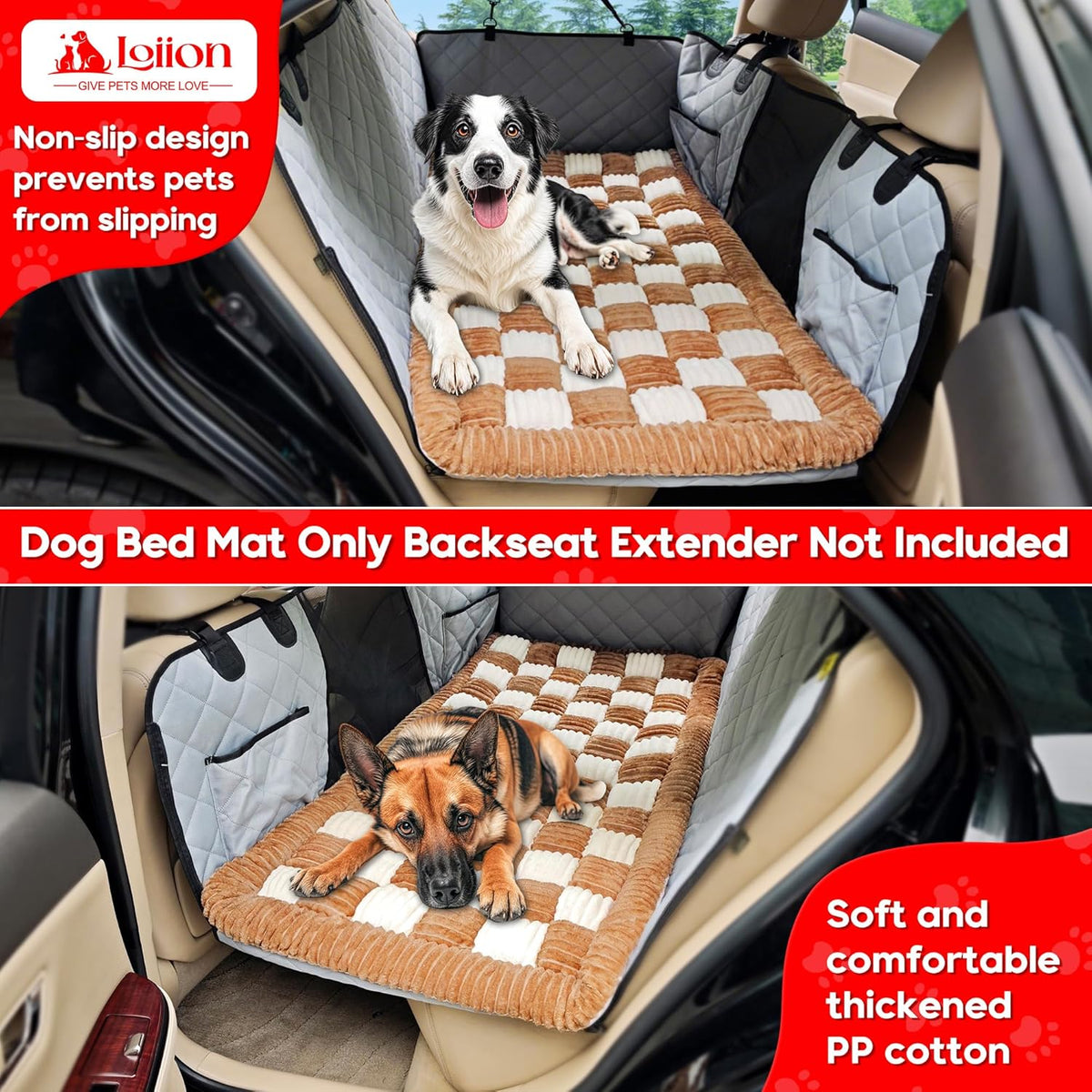 Dog Car Bed Mat, Non-Slip Backseat Extender Pet Blanket