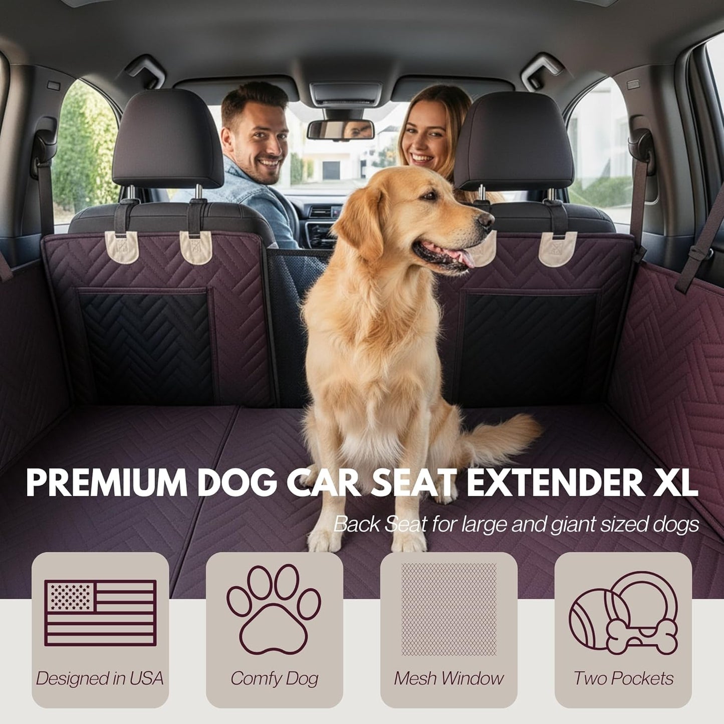 Back Seat Pet Cover for Dogs, Premium Dog Hammock for Car