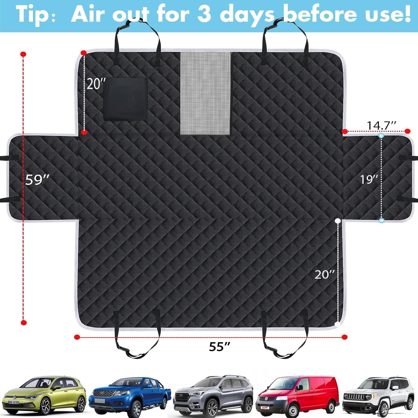 Car Seat Cover for Dogs, Non-Slip Dog Hammock for Car Back