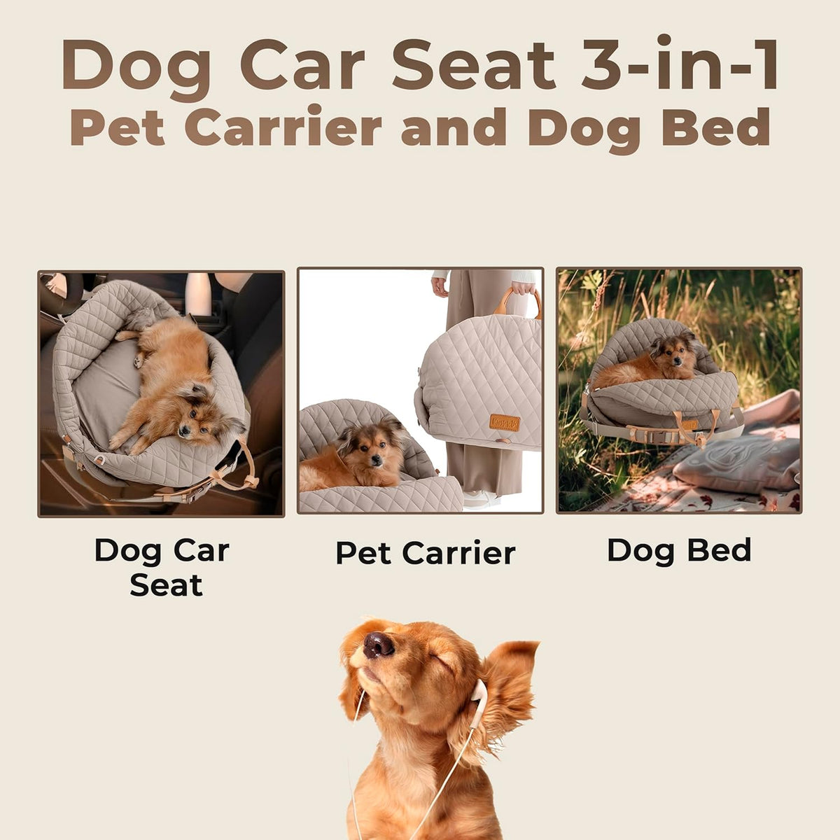 Dog Car Seat for Small Dogs – 3-in-1 Travel Carrier