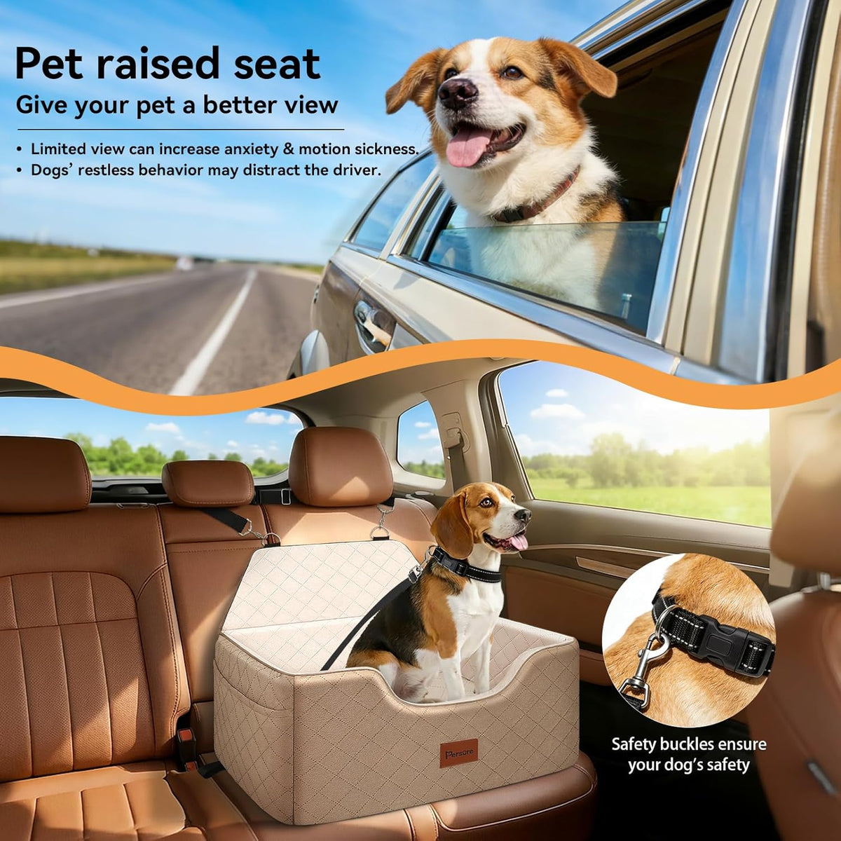 Dog Car Seat for Large-Medium Dogs: Pet Car Seat