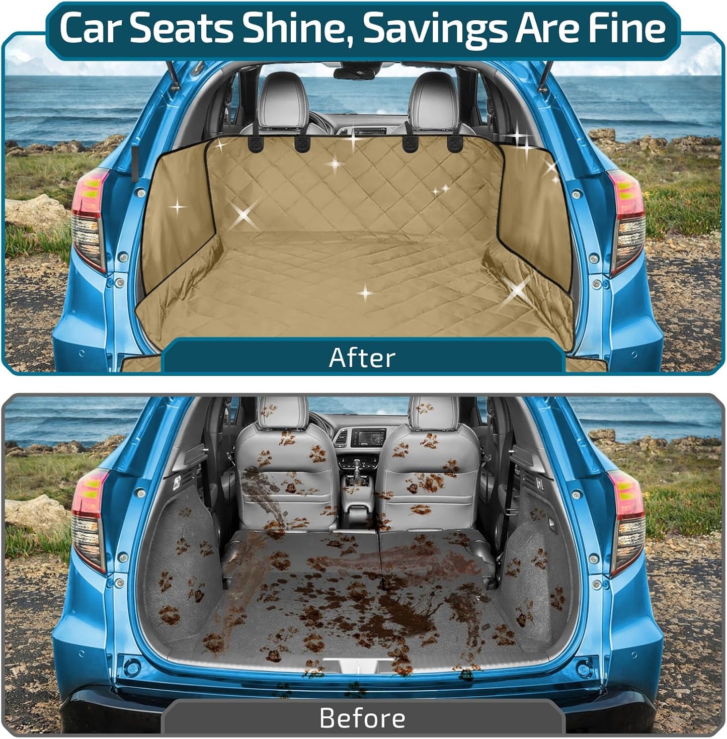 SUV Cargo Liner for Dogs with Side Flaps, Large Water