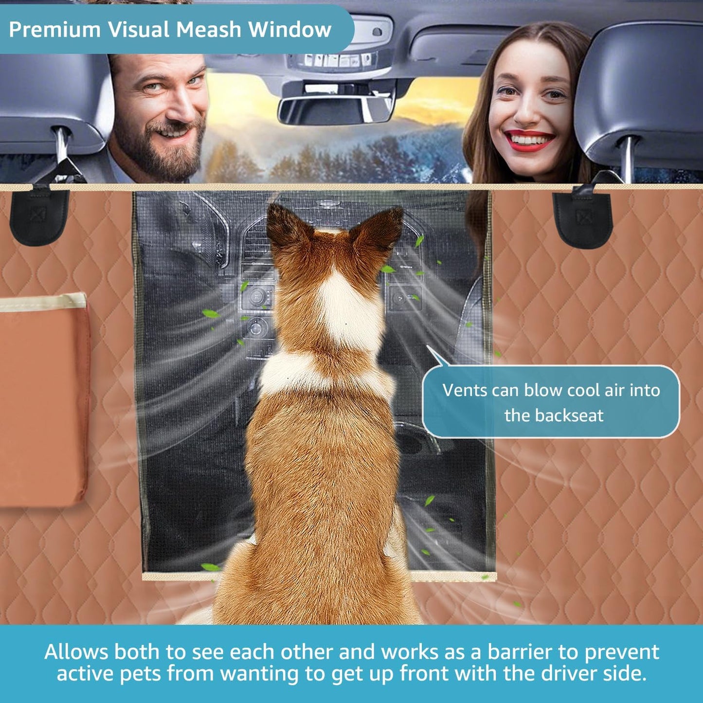Dog Car Seat Covers for Back Seat with 2 Seat Belts