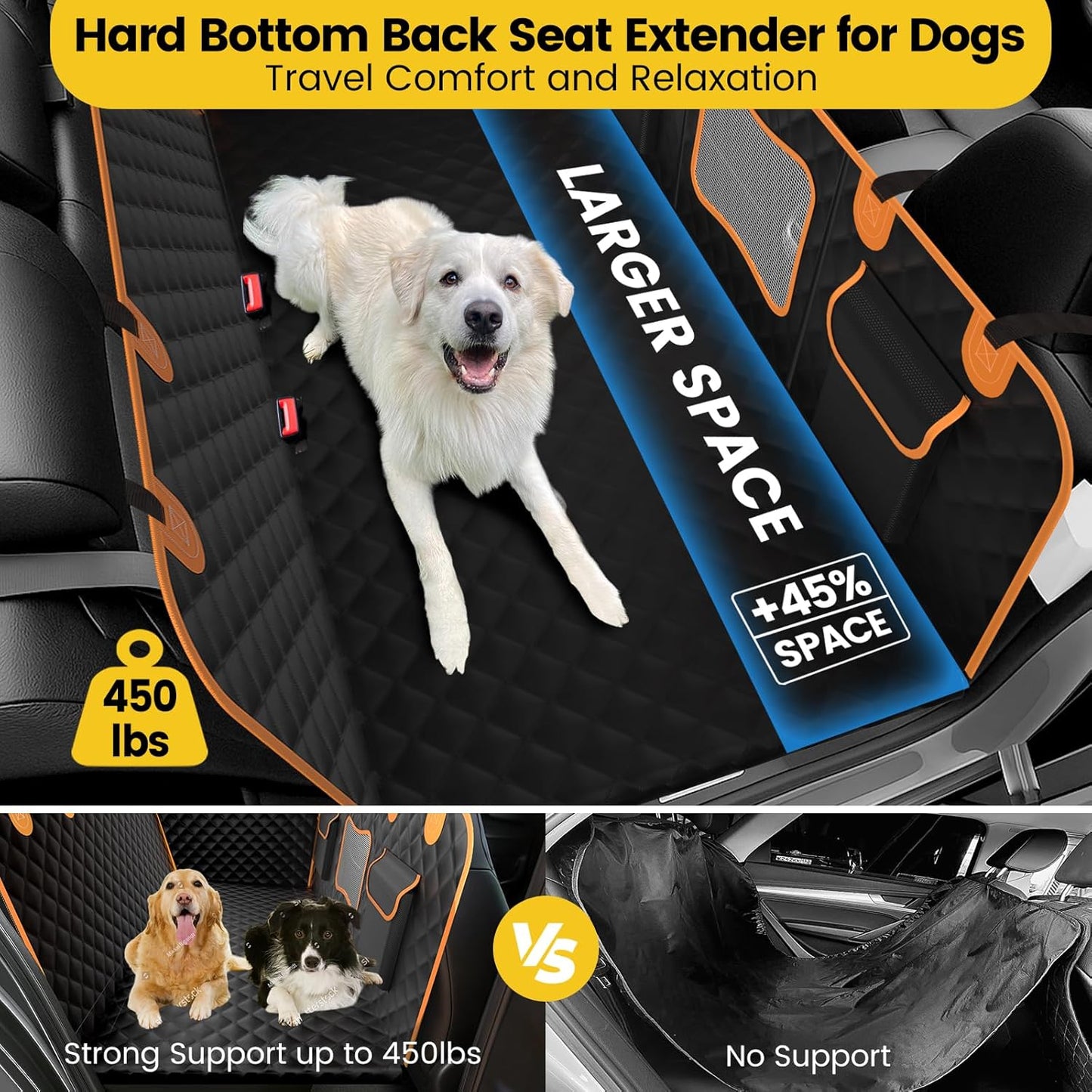 Back Seat Extender for Dogs - Holds 450lbs, Waterproof Dog
