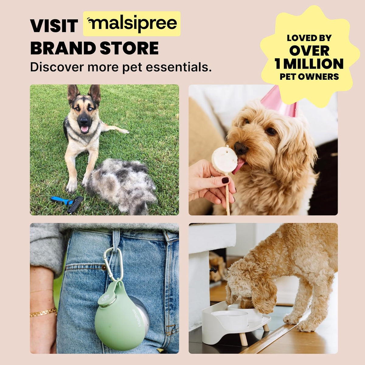 MalsiPree Dog Water Bottle Dispenser - 12 oz Blue - Leak-Proof Lock & One-Hand Operation - Dog Water Bowl Dispenser - Pet Travel Bottle with Built-in Bowl for Trail Hiking, Park Visit & Beach Days