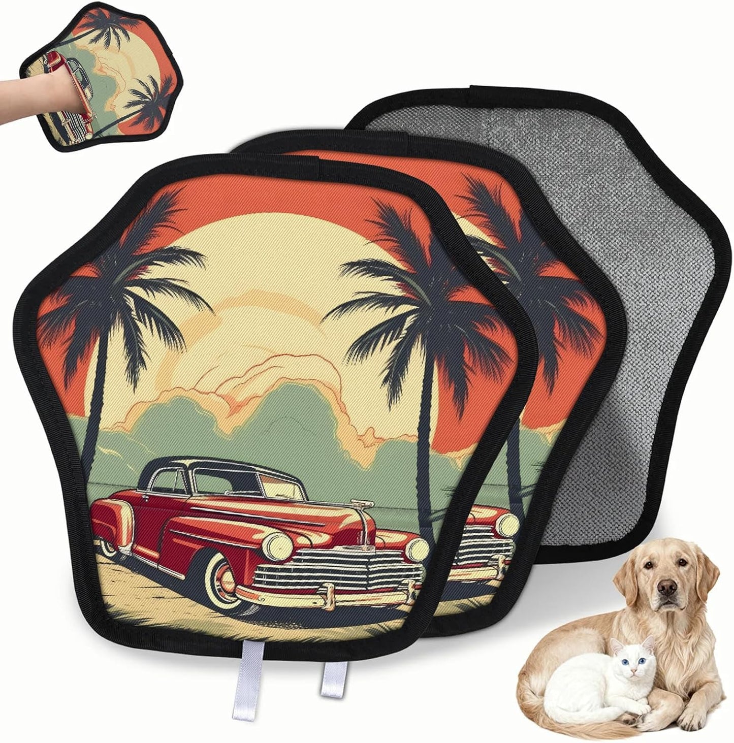 Classic Cars Design 2Pcs Electrostatic Reusable Pet Hair