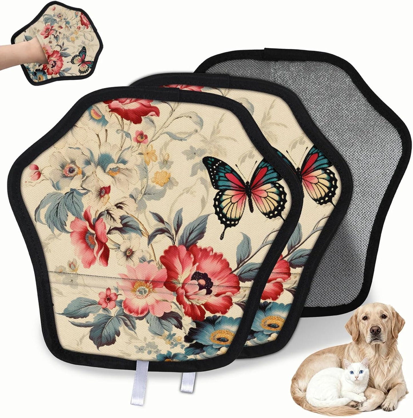 Red Poppy Flowers 2Pcs Electrostatic Reusable Pet Hair