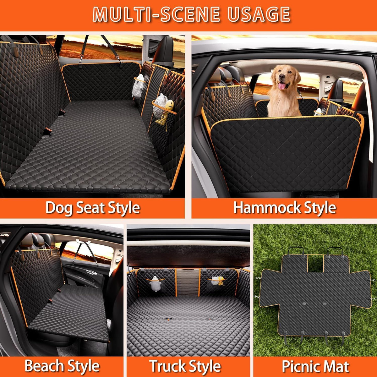 Back Seat Extender for Dogs - Large Space, Waterproof Dog