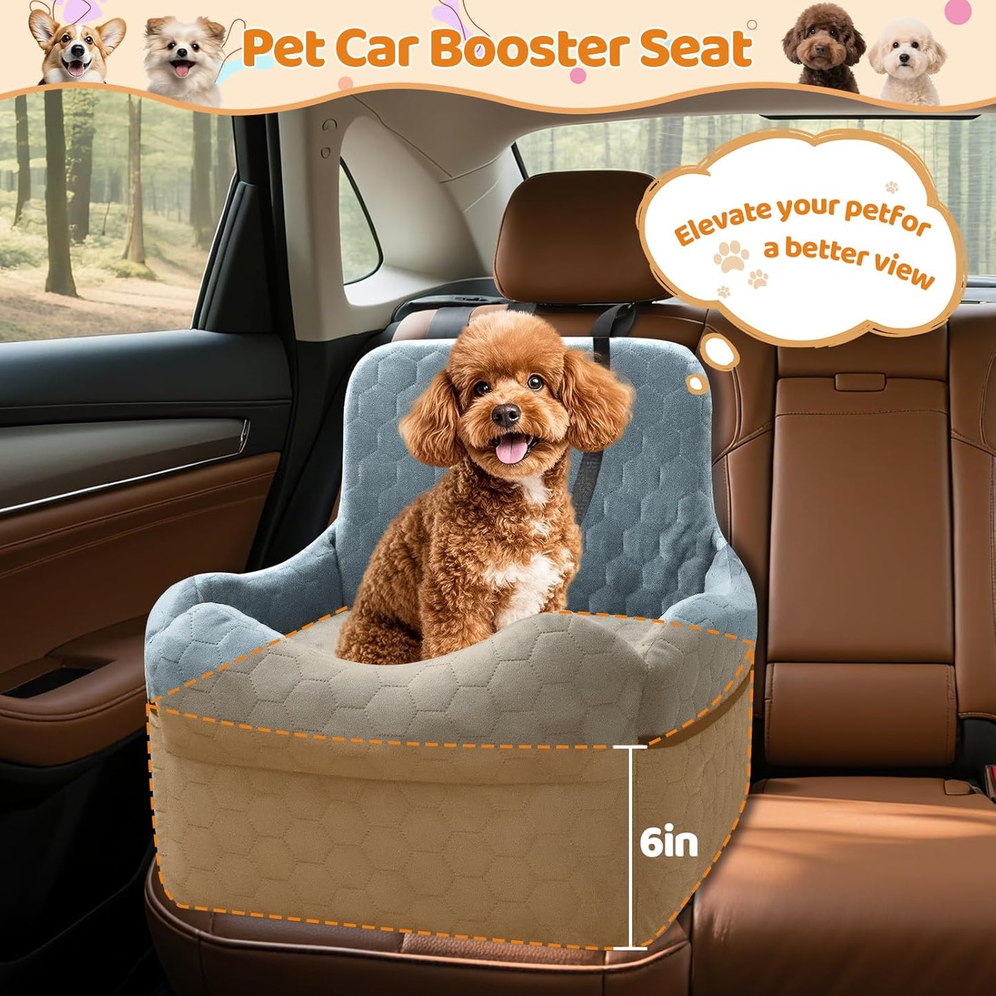Dog Car Seat for Small/Medium Dogs - Puppy Car Seat Under